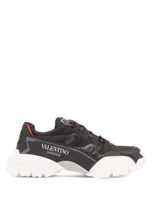 Matchesfashion.com Valentino - Climber Leather And Mesh Trainers - Mens - Black
