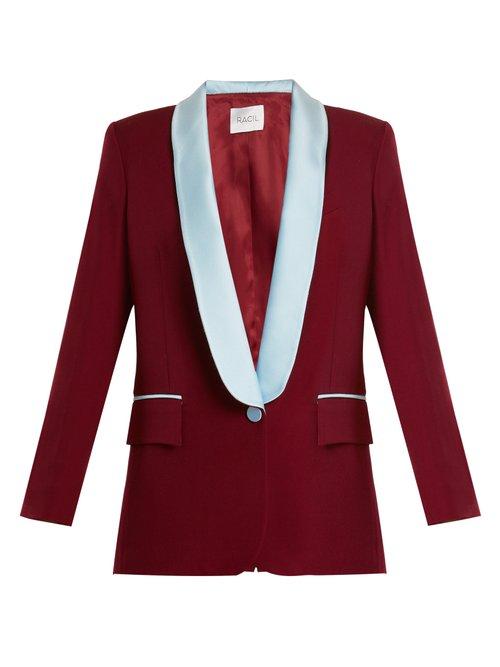 Matchesfashion.com Racil - New York Contrast Lapel Wool Blazer - Womens - Burgundy Multi