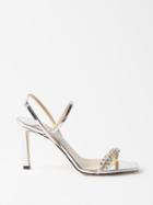 Jimmy Choo - Meira 85 Crystal And Mirrored-leather Sandals - Womens - Silver