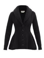 Matchesfashion.com Alexander Mcqueen - Peplum Ribbed Wool Cardigan - Womens - Black