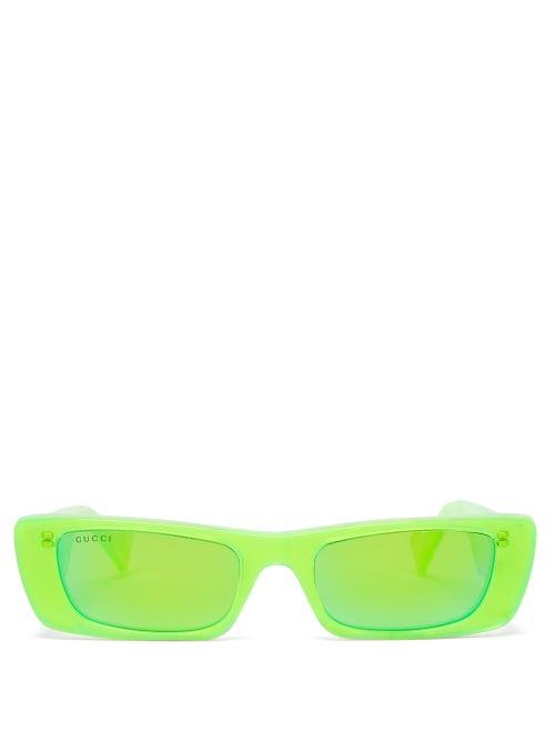 Matchesfashion.com Gucci - Rectangle Acetate Sunglasses - Mens - Green
