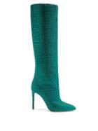 Matchesfashion.com Paris Texas - Holly Crystal-embellished Suede Knee-high Boots - Womens - Dark Green