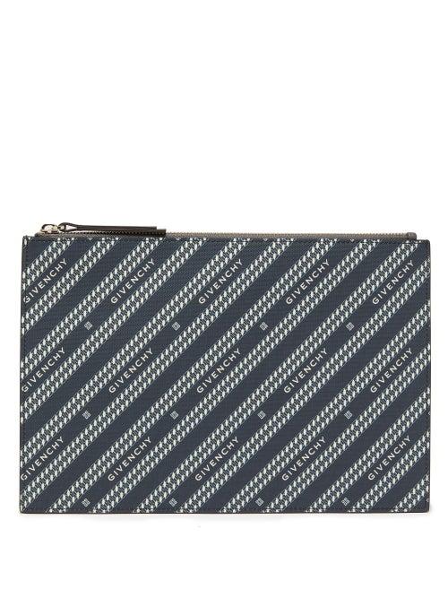Matchesfashion.com Givenchy - Bond Medium Logo-print Canvas Pouch - Womens - Navy Multi