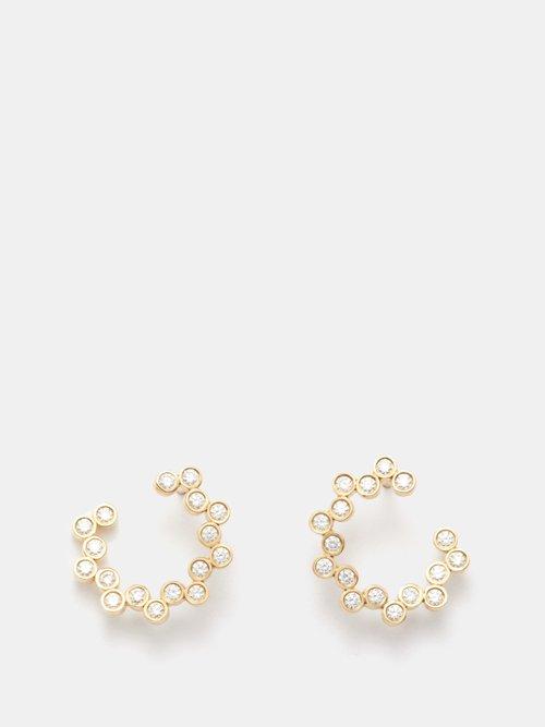 Viltier - Clique Twist Diamond & 18kt Gold Earrings - Womens - Gold Multi