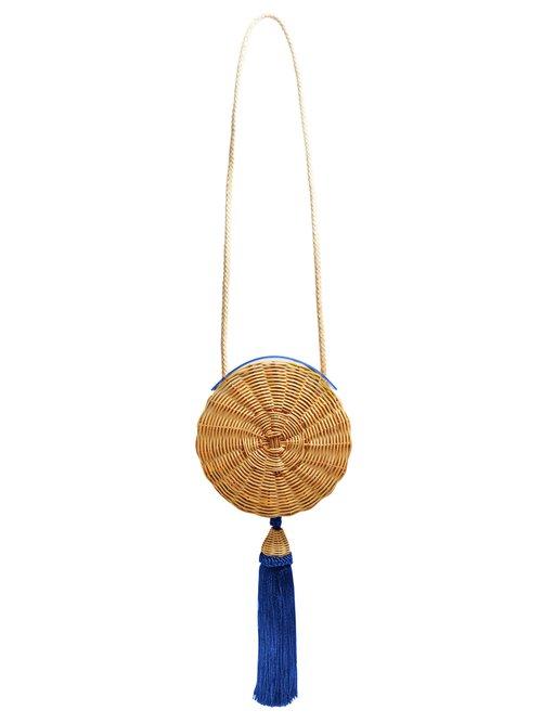 Matchesfashion.com Wai Wai - Balaio Tasselled Woven Rattan Bag - Womens - Blue