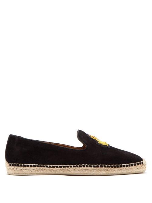 Matchesfashion.com Christian Louboutin - Nanou Orlato Crest Embroidered Suede Espadrilles - Mens - Black