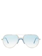 Matchesfashion.com Andy Wolf - Aviator Frame Sunglasses - Womens - Blue