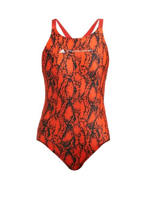 Matchesfashion.com Adidas By Stella Mccartney - Snake Print Swimsuit - Womens - Orange Print
