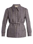 Gucci Point-collar Belted Linen-blend Jacquard Shirt