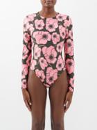 Agua By Agua Bendita - Jacinta Open-back Paddle Suit - Womens - Pink Print