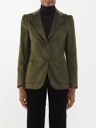 Officine Gnrale - Albane Single-breasted Velvet Jacket - Womens - Dark Olive