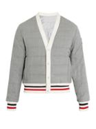 Matchesfashion.com Moncler - Striped Trim Quilted Down Bomber Jacket - Mens - Grey