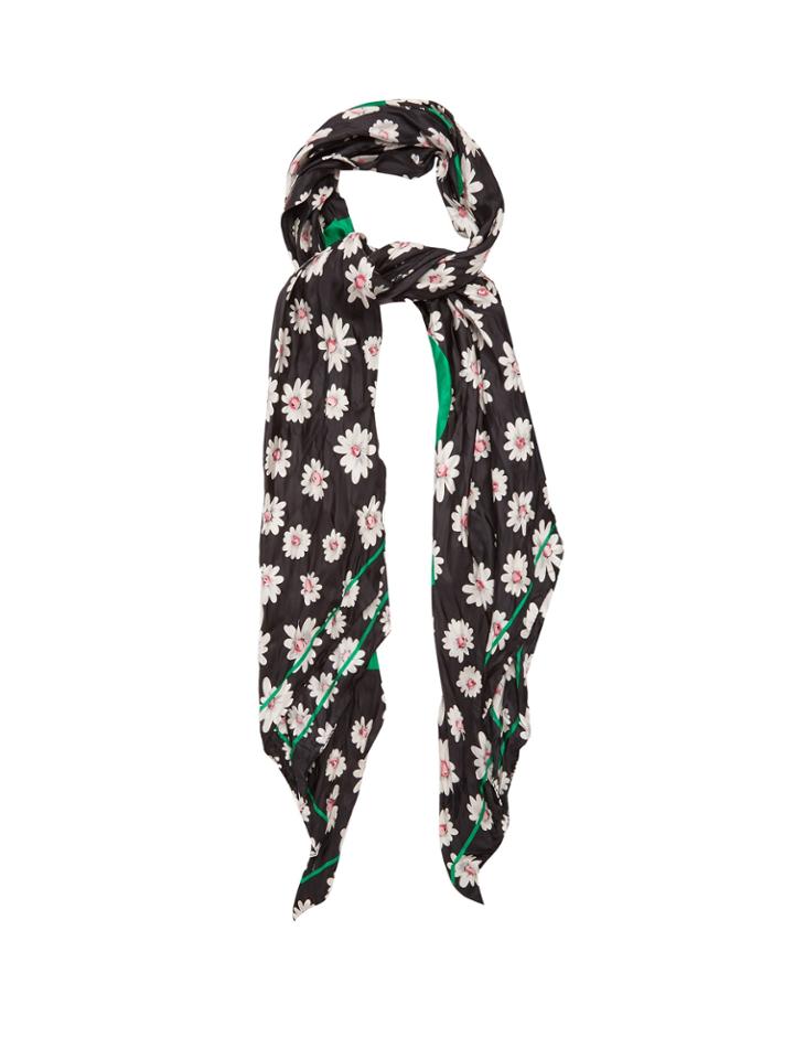 Balenciaga Daisy And Signature Logo-print Silk Scarf