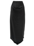 Matchesfashion.com A.w.a.k.e. Mode - Draped Asymmetric Satin Skirt - Womens - Black