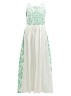 Matchesfashion.com Le Sirenuse, Positano - Julia Printed Cotton Poplin Maxi Dress - Womens - Green White