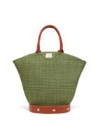 Matchesfashion.com Gabriel For Sach - Tulip Leather-trim Organic-cotton Canvas Tote Bag - Womens - Dark Green