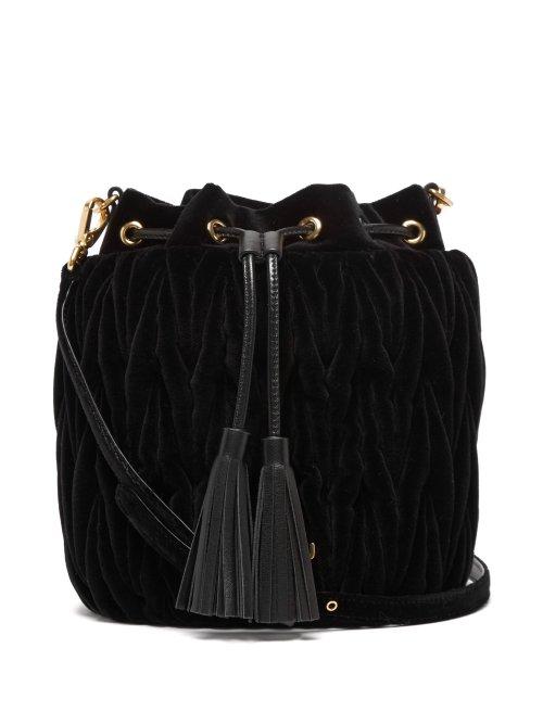 Matchesfashion.com Miu Miu - Matelass Velvet Bucket Bag - Womens - Black
