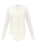 Matchesfashion.com Jil Sander - Fringed-collar Boiled-wool Sweater - Womens - Cream