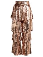 Matchesfashion.com Osman - Felix Tiered Sequin Embellished Trousers - Womens - Rose Gold