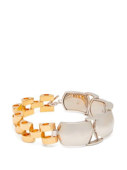 Matchesfashion.com Marni - Two Tone Chain Link Choker - Womens - Silver