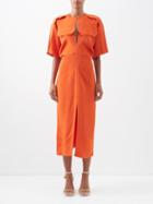 Victoria Beckham - Flap-pocket Cutout Crepe Dress - Womens - Red