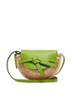 Matchesfashion.com Loewe - Gate Mini Leather And Raffia Cross Body Bag - Womens - Green Multi