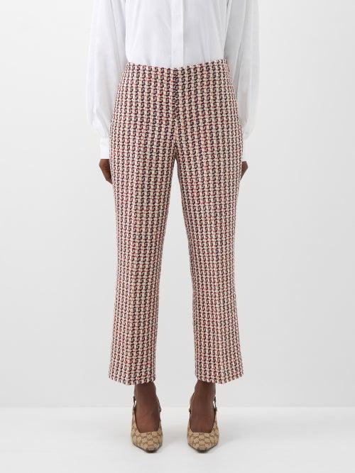 Gucci - Sylvia Cropped Tweed Trousers - Womens - Red Stripe