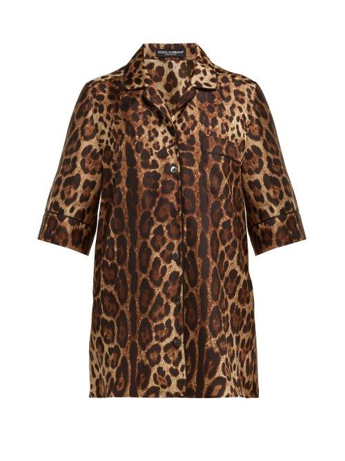 Matchesfashion.com Dolce & Gabbana - Leopard Print Silk Twill Pyjama Top - Womens - Leopard