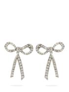 Matchesfashion.com Oscar De La Renta - Runway Pave Embellished Bow Earrings - Womens - Silver