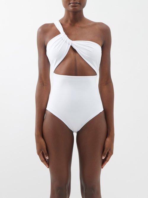 Sara Cristina - Narcissus One-shoulder Cutout Swimsuit - Womens - White