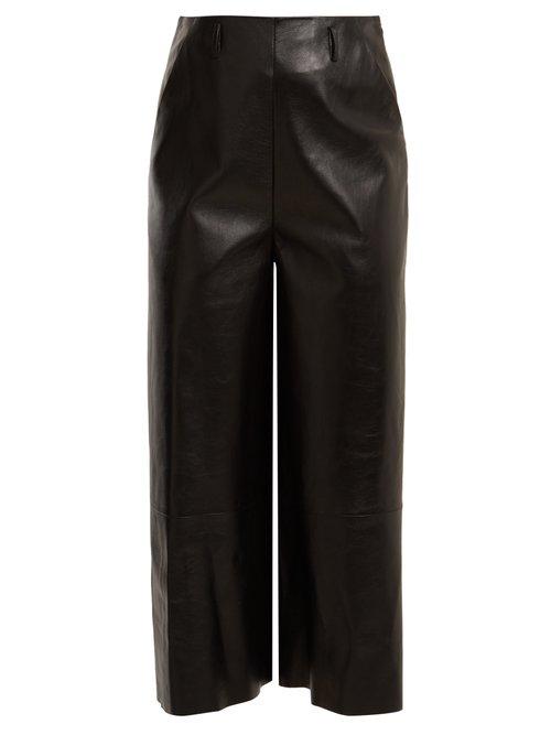 Matchesfashion.com Lanvin - High Rise Leather Culottes - Womens - Black