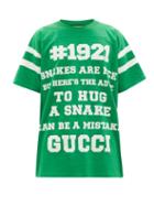 Mens Rtw Gucci - To Hug A Snake-print Cotton-jersey T-shirt - Mens - Green