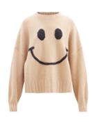 Matchesfashion.com Joostricot - Smiling Face-embroidered Merino Wool-blend Sweater - Womens - Camel