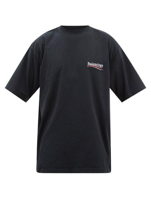 Balenciaga - Logo-print Cotton-jersey T-shirt - Mens - Black White
