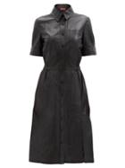 Matchesfashion.com Altuzarra - Kura Leather Shirt Dress - Womens - Black