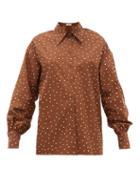 Matchesfashion.com Franoise - Studded Balloon Sleeve Cotton Shirt - Womens - Brown