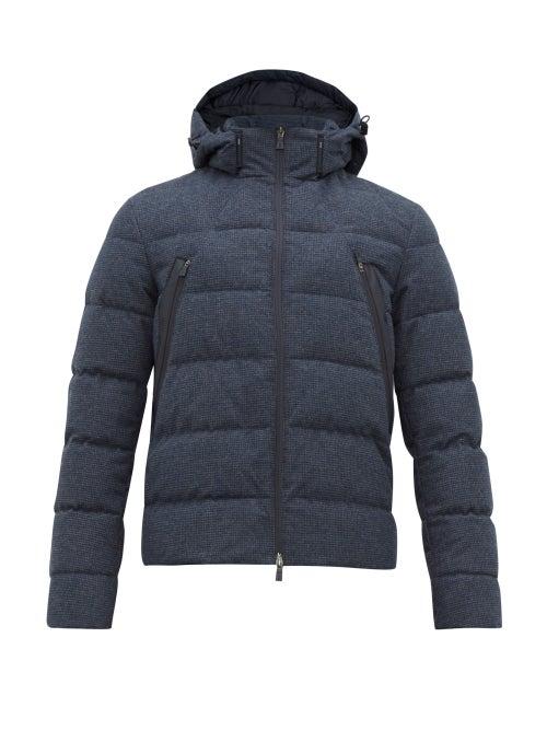 Matchesfashion.com Herno - Laminar Houndstooth Quilted Down Jacket - Mens - Navy Multi