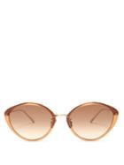 Matchesfashion.com Linda Farrow - Lucy Cat-eye Acetate Sunglasses - Womens - Brown Gold