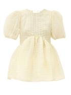 Matchesfashion.com Cecilie Bahnsen - Kastanje Puff-sleeved Seersucker Blouse - Womens - Yellow