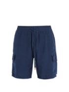 Matchesfashion.com Vilebrequin - Baie Drawstring Linen Shorts - Mens - Navy