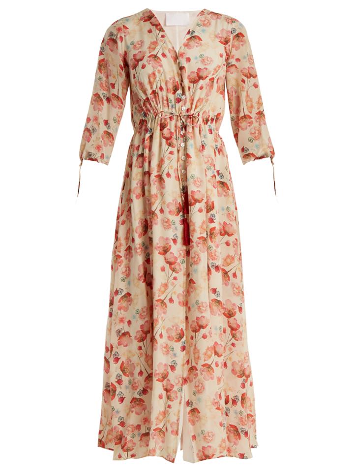 Athena Procopiou Poppy In Love Button-through Silk Dress