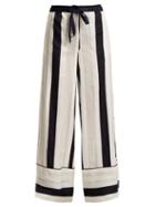 Matchesfashion.com Adam Lippes - Striped Jacquard Trousers - Womens - Navy White