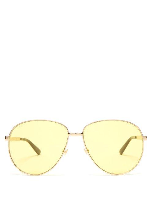 Matchesfashion.com Gucci - D Frame Tinted Metal Sunglasses - Mens - Gold