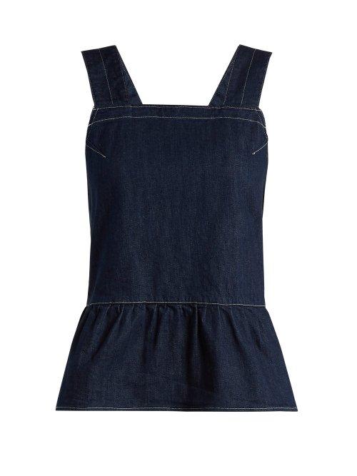Matchesfashion.com M.i.h Jeans - Eden Denim Peplum Top - Womens - Indigo