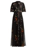 Matchesfashion.com Valentino - Floral Sequin Embellished Silk Chiffon Gown - Womens - Black Multi