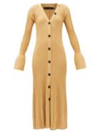 Matchesfashion.com Proenza Schouler - Fluted-cuff Rib-knitted Cardigan Dress - Womens - Dark Beige