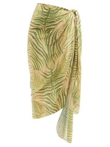 Fe Noel - Sundance Fern-print Voile Sarong - Womens - Green Print