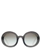 Matchesfashion.com Miu Miu - Round Frame Glitter Acetate Sunglasses - Womens - Black