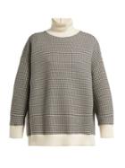 Matchesfashion.com Vika Gazinskaya - High Neck Houndstooth Cotton Blend Sweater - Womens - White Multi