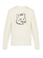 Matchesfashion.com Maison Kitsun - Ancora Tu Embroidered Cotton Jersey Sweatshirt - Mens - Beige